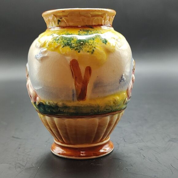 Pico Hand Painted Small Bud Vase Boy/Girl Garden Scene Made in Occupied Japan - Picture 4 of 8